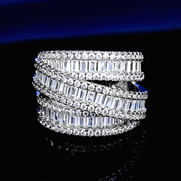 Extraordinary Blinged Out CZ Studded Triple Layer Ring - Picture 8 of 8
